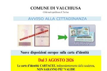 Cessazione validità carta d'identità cartacea dal 3 agosto 2026
